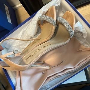 Stuart Weitzman nudistrong crystal sandal heel